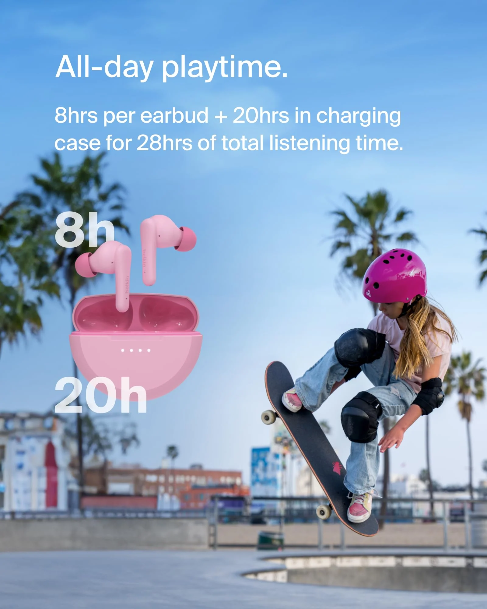 Headphones with Built-in Microphone，Pink